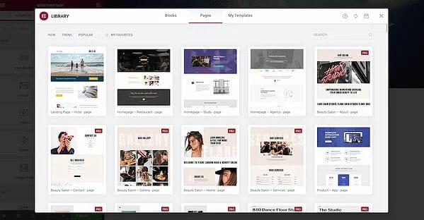 elementor full template library