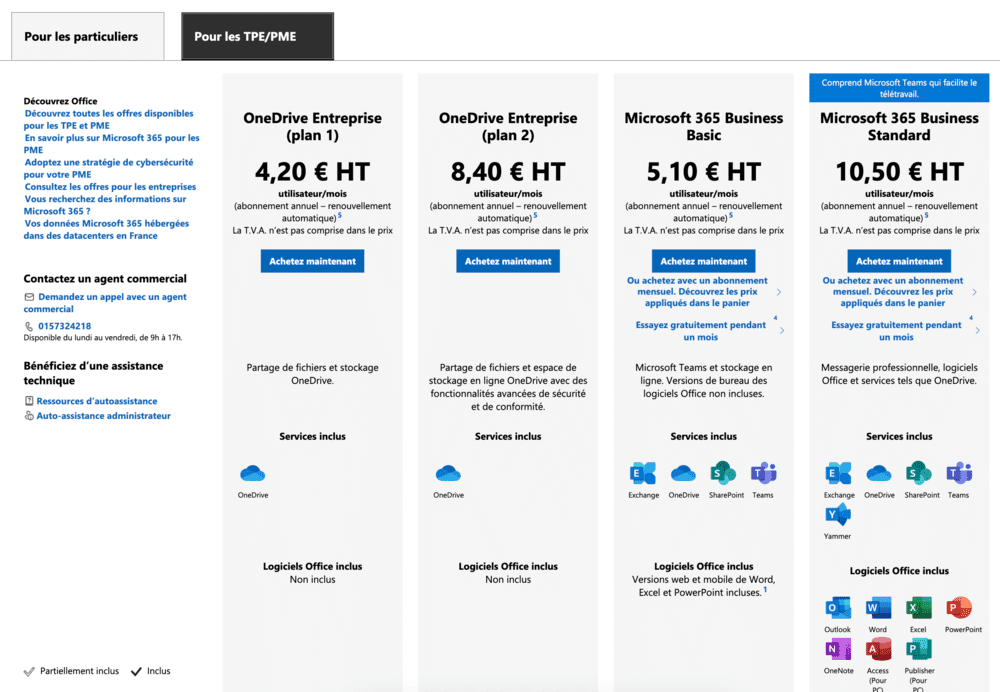 store device Prix OneDrive pour les TPE/PME app tools user free storage protect organize save download remote employees 