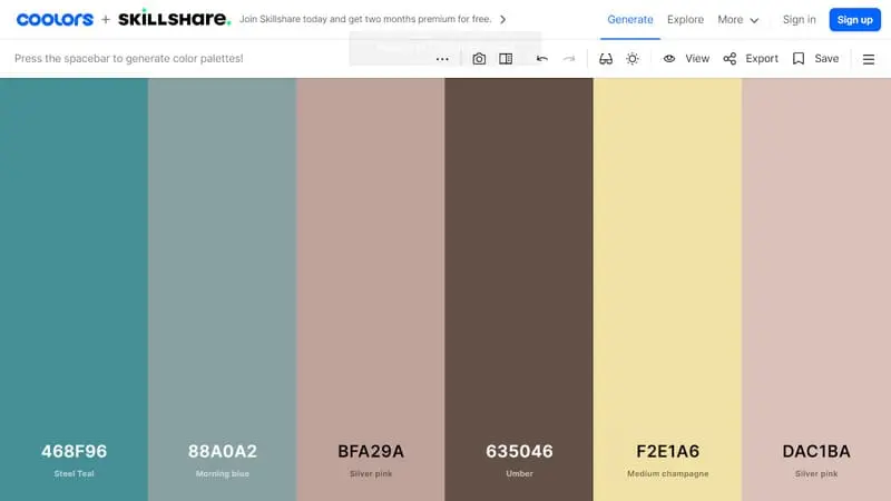 Schéma de couleurs produit à partir de l'image par Coolors.co