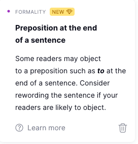 Grammarly preposition