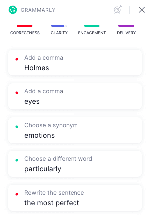 Grammarly sidebar