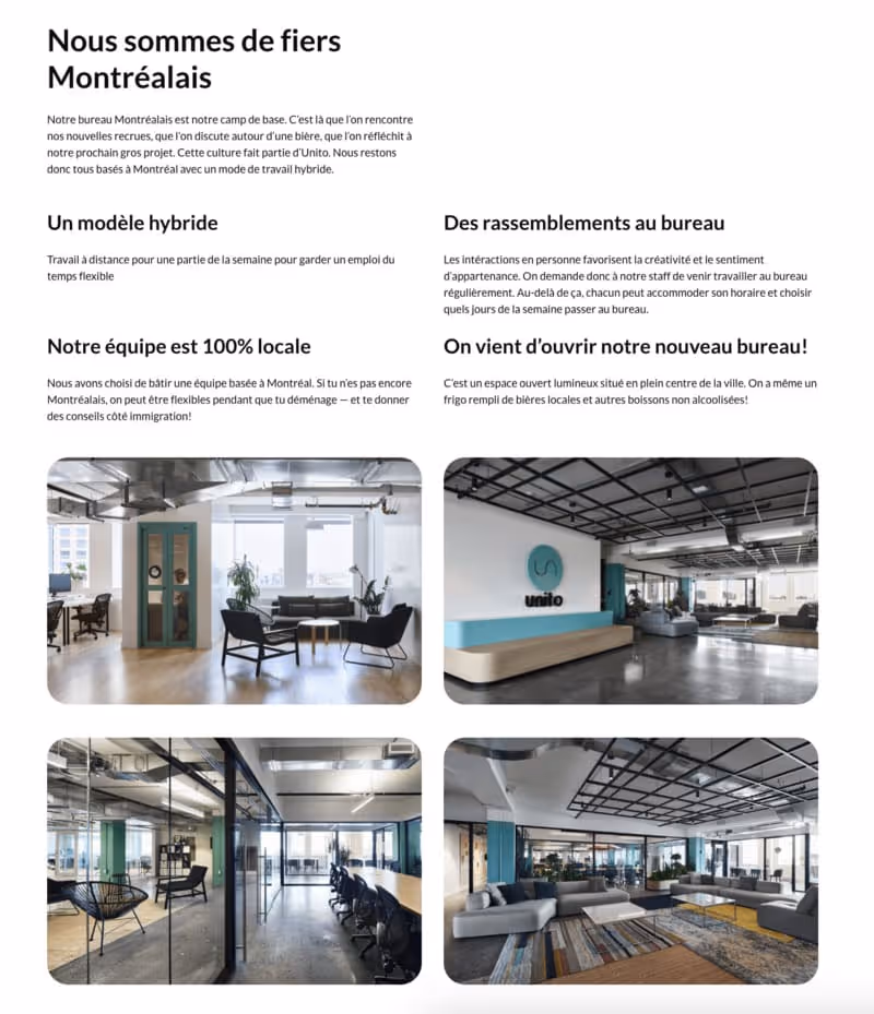 Photo du site de Unito en français