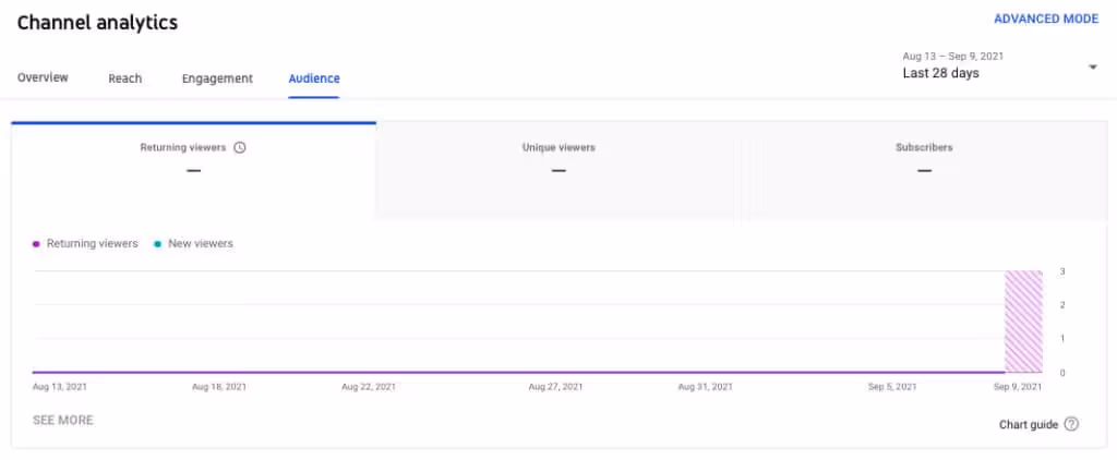 Screenshot of YouTube channel analytics and audience metrics