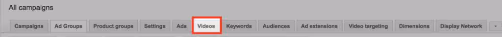 Screenshot of Google Ads menu