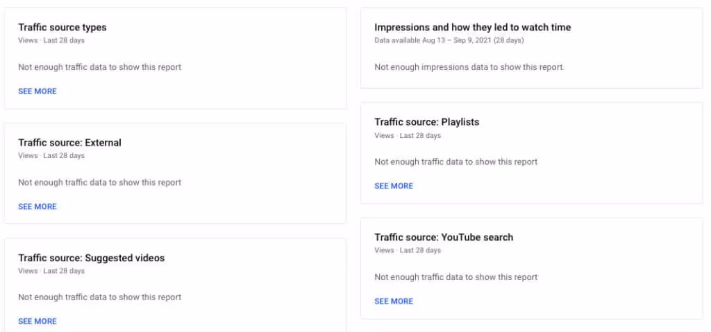 Screenshot of YouTube reach reports