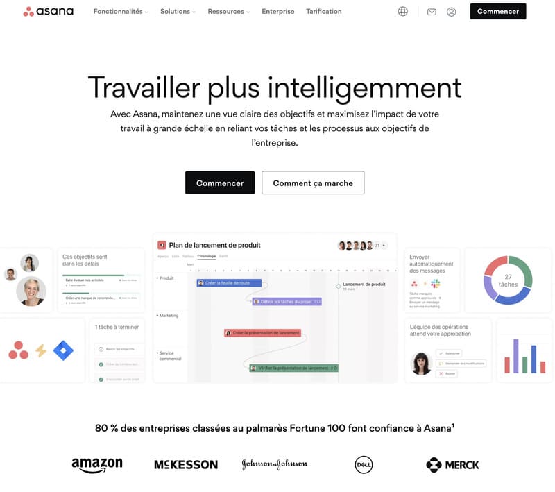 Asana logiciels de gestion de projet 