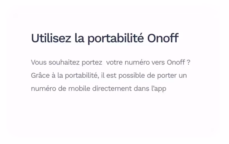 portabilité de Onoff