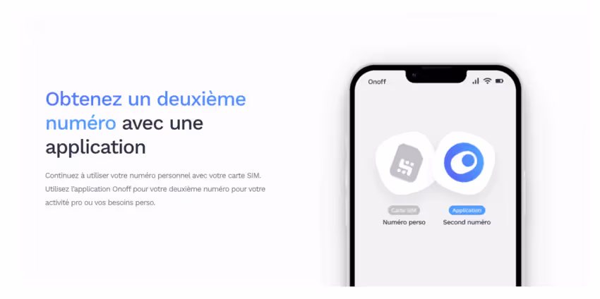 capture d'écran de l'application de deuxième numéro en application mobile onoff
