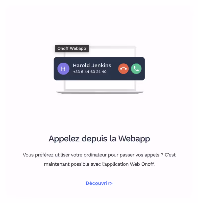 appels depuis la webapp de onoff