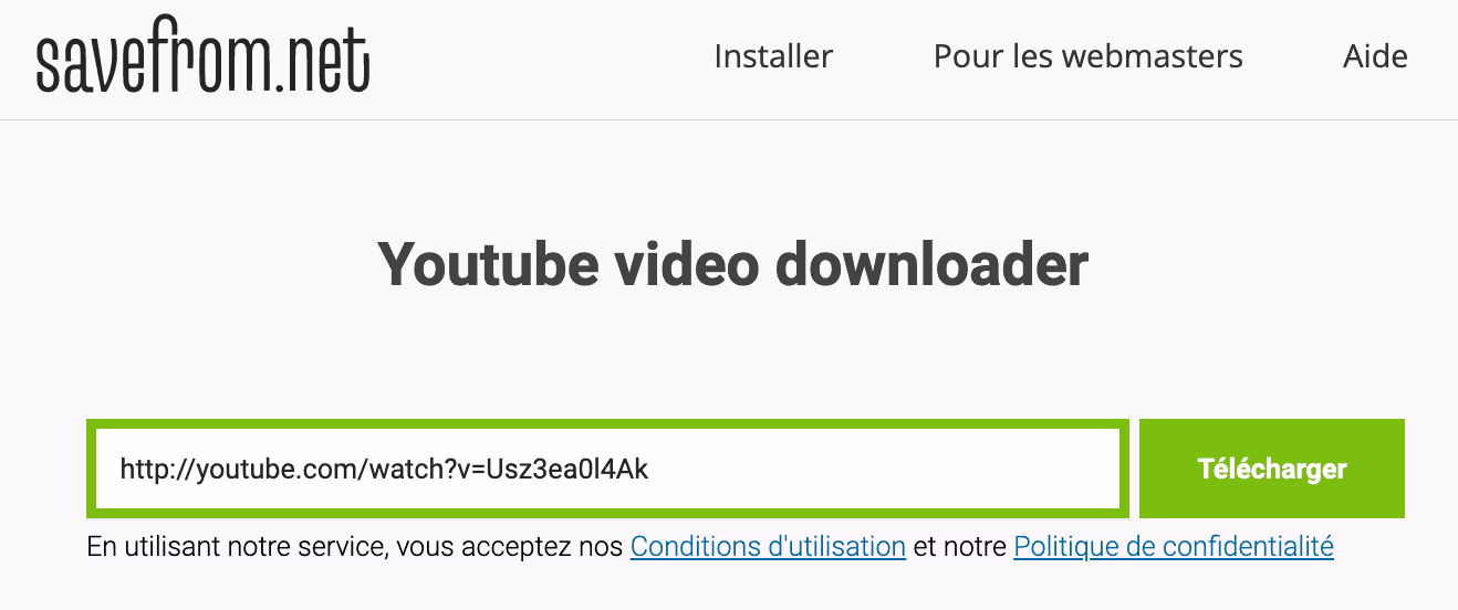 Méthode pour télécharger des vidéos Youtube - redirection