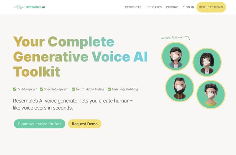 accueil de Resemble.ai