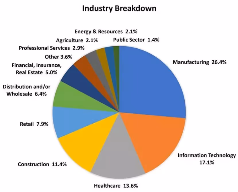 répartition par industrie du marché des ERPs