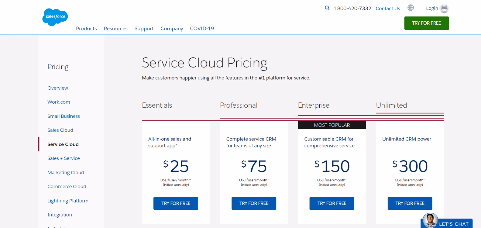 Salesforce Pricing Page