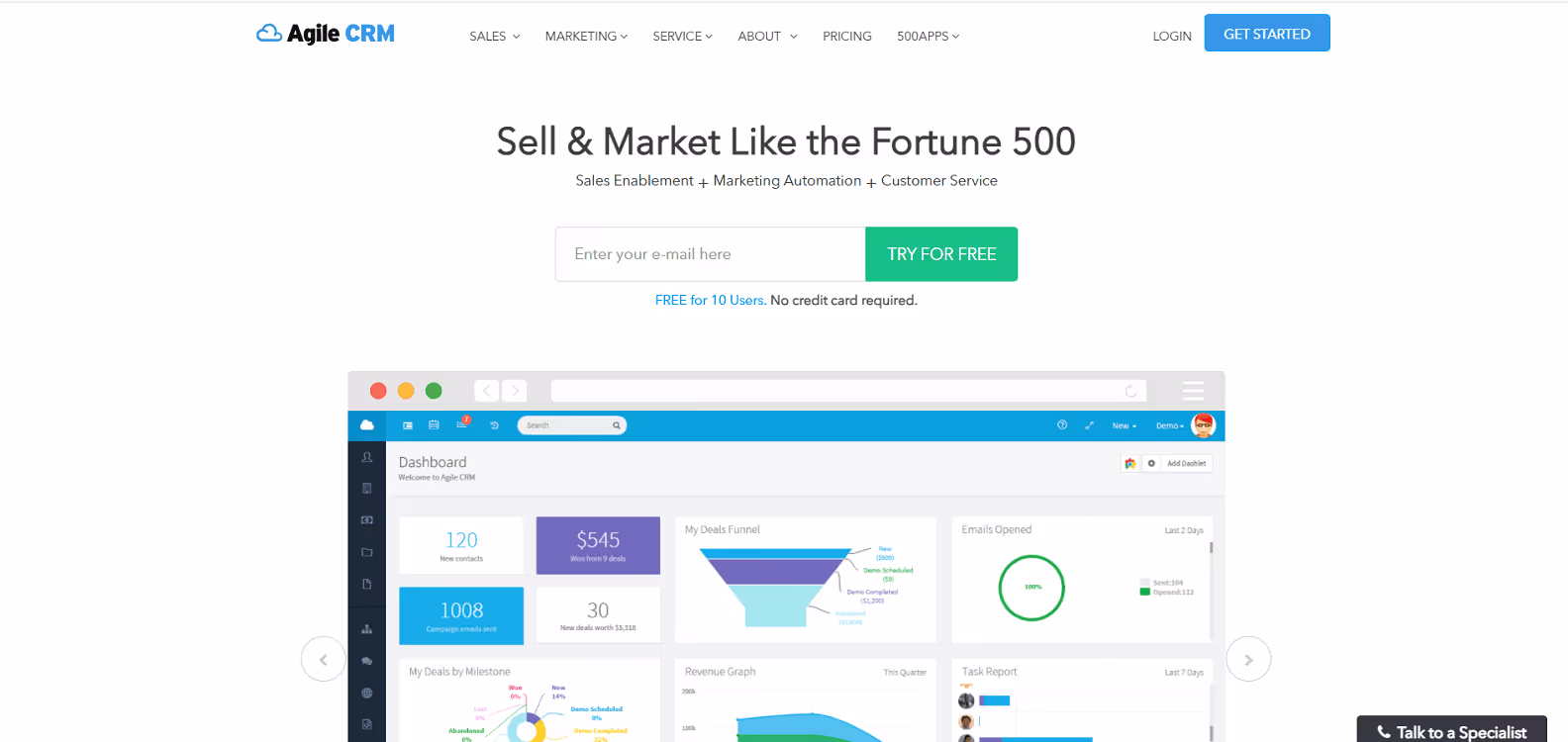 Agile CRM Homepage