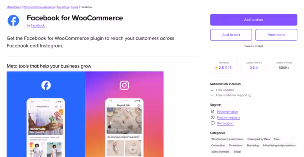 Plugin Officiel "Facebook for WooCommerce" 