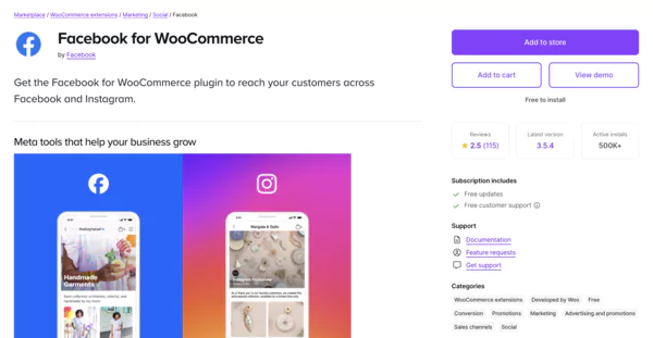 Plugin Officiel "Facebook for WooCommerce" 
