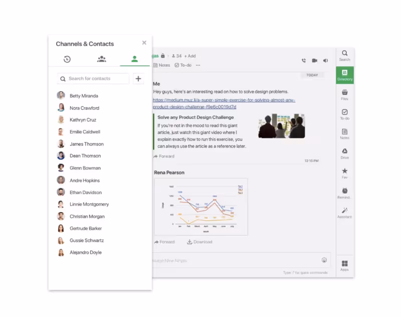 Interface de flock pour les canaux et contacts