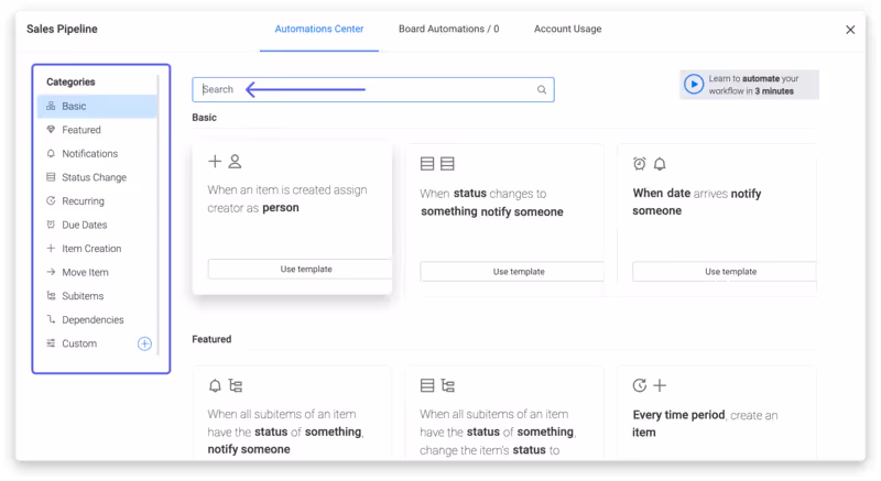 CRM automation on monday sales crm
