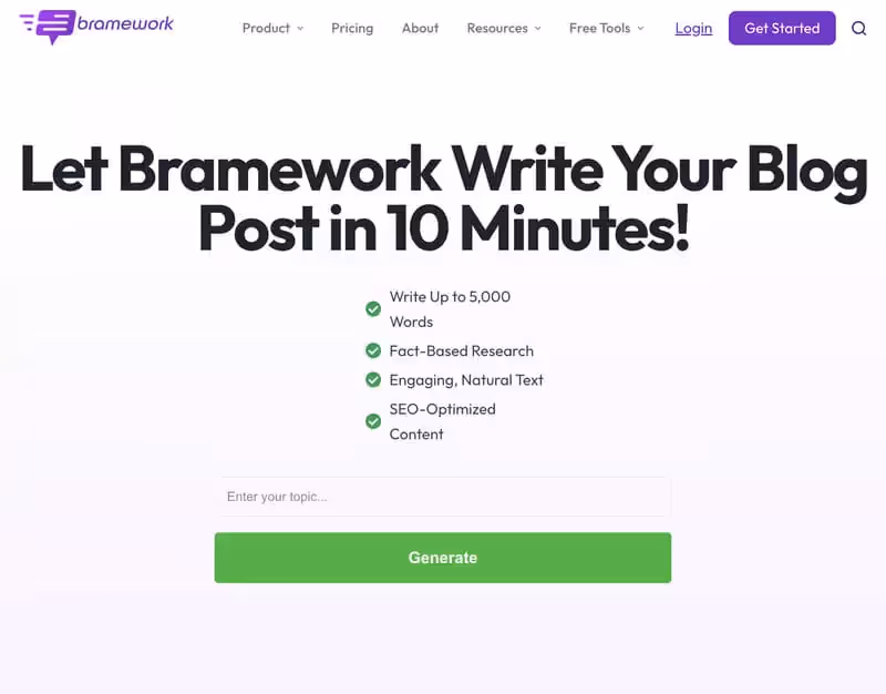 page d'accueil du site web de Bramework