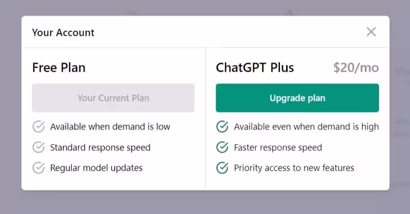 Tarifs de ChatGPT Plus