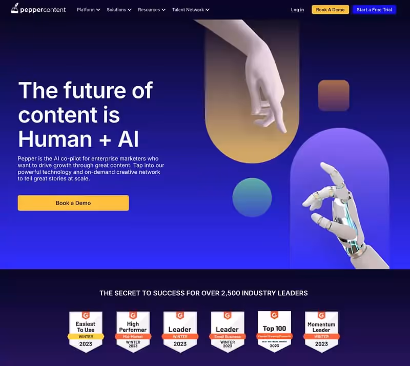 page d'accueil du site web de PepperType AI