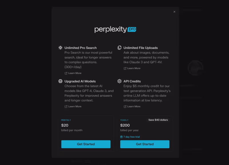 Tarifs de Perplexity Pro