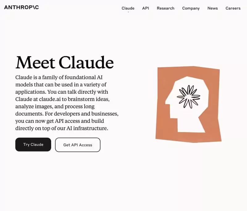 page d'accueil du site web de Claude