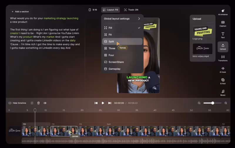 choix du type de vidéos traités par Opus Clip