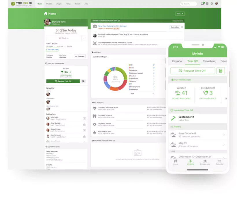 vue sur le logiciel BambooHR