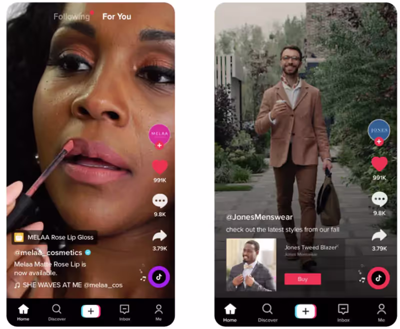 Interface de TikTok