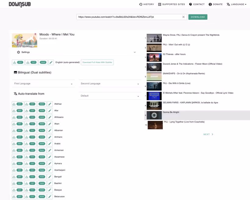 téléchargeur de sous titres via application web DownSub sur PC et appareil mobile