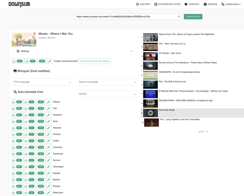 téléchargeur de sous titres via application web DownSub sur PC et appareil mobile