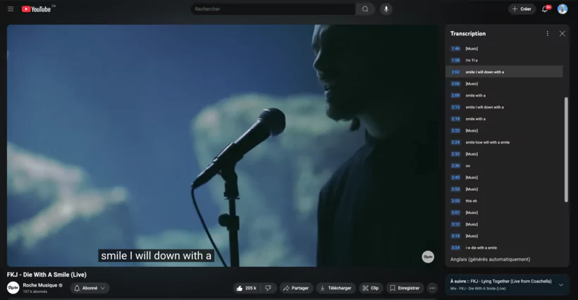 sous titres générés automatiquement sur Youtube