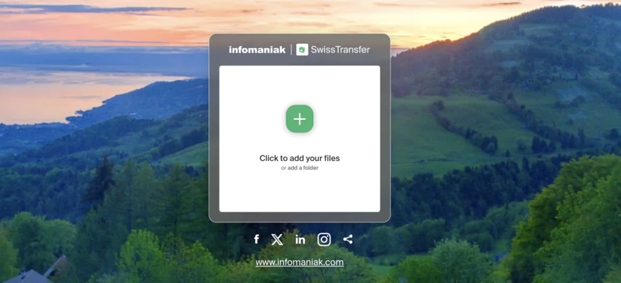 page de SwissTransfer de transfert de fichiers