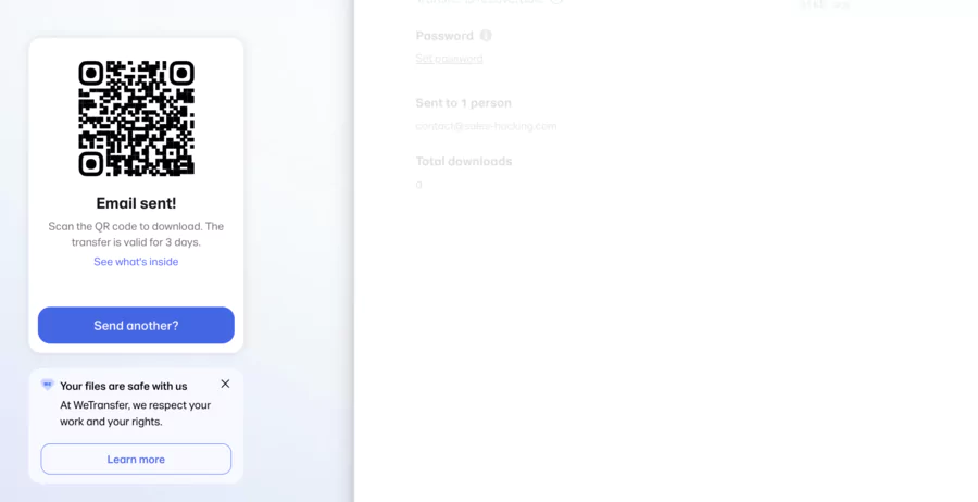QRCode d'un fichier envoyé avec WeTransfer