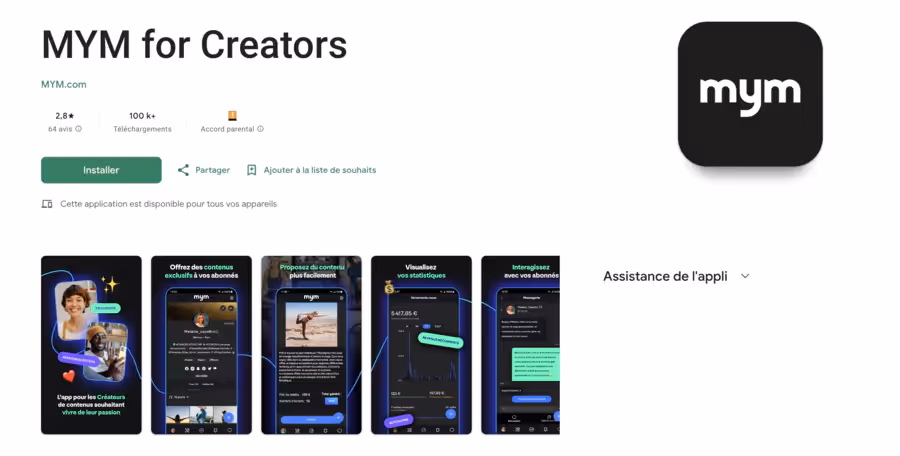 Application mobile MYM for Creators