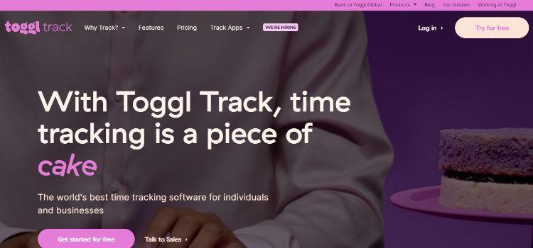 page d'accueil de toggl track