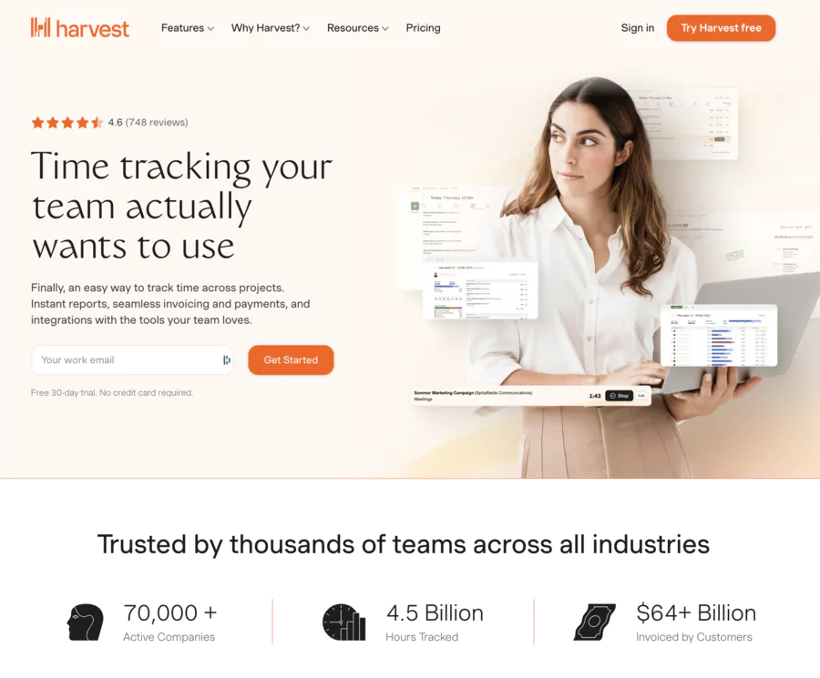 site web de Harvest