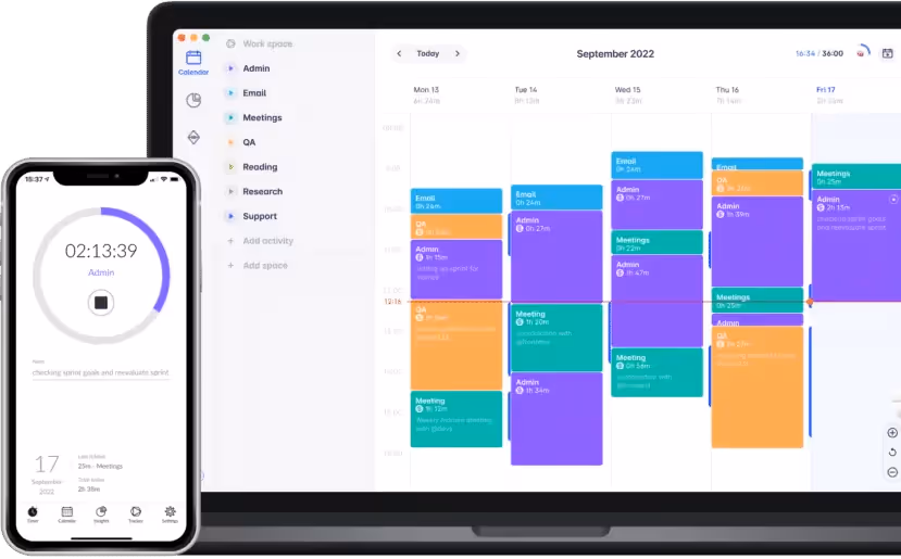 interface d'un logiciel de suivi du temps de travail
