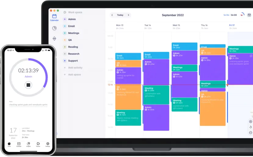 interface d'un logiciel de suivi du temps de travail