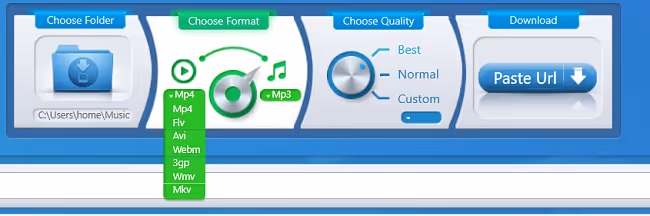 Change audio or video format - by click downloader