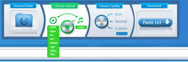 Change audio or video format - by click downloader
