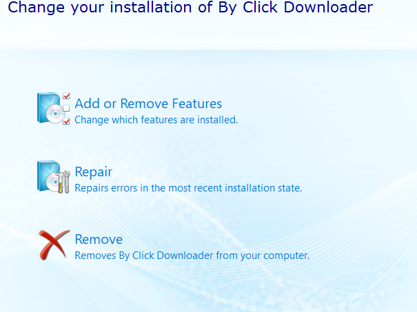message de désinstallation en cours by click downloader