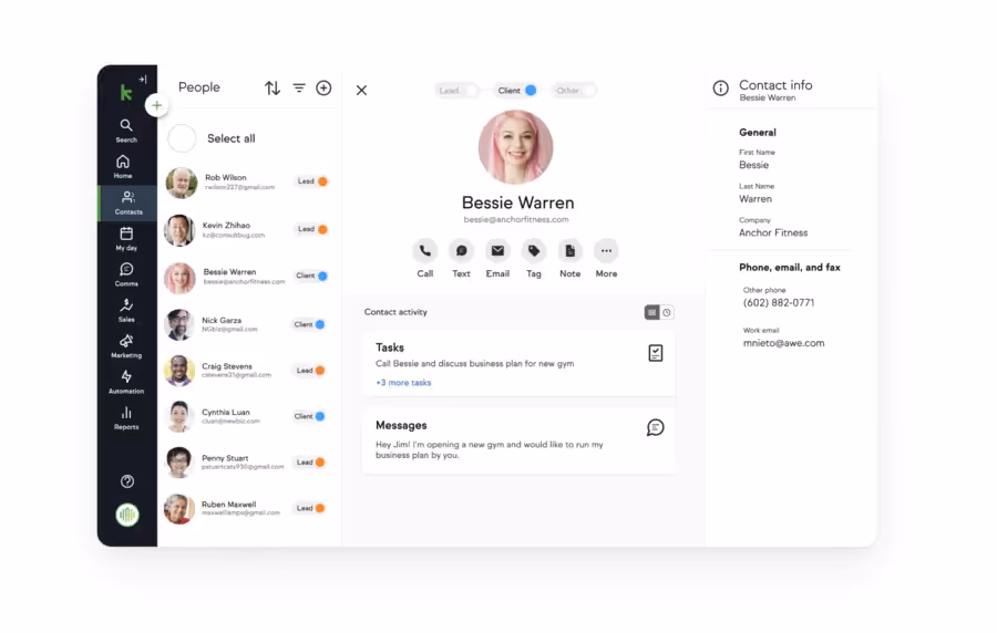 interface de keap