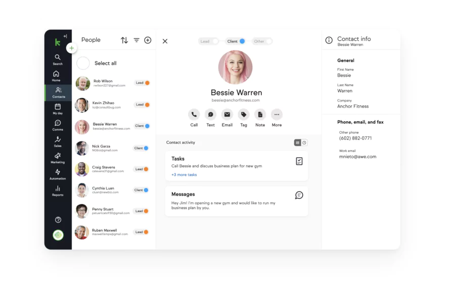 interface de keap