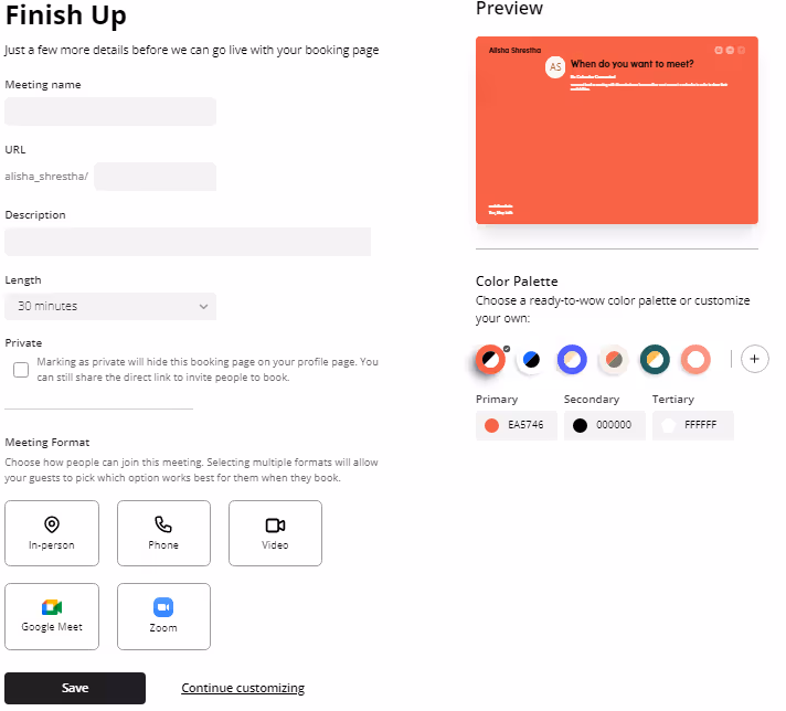 Setting up the Dotcal Form