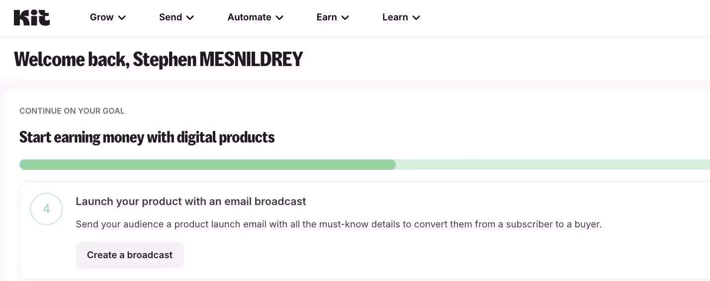 vue d'un onboarding sur Kit