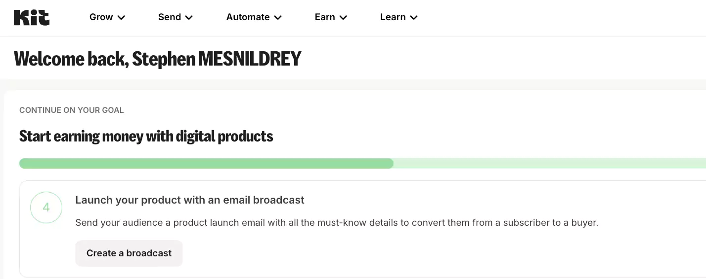 vue d'un onboarding sur Kit