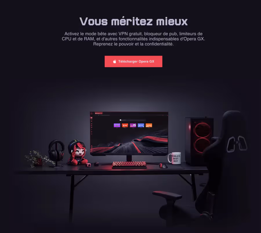 landing page de opera GX