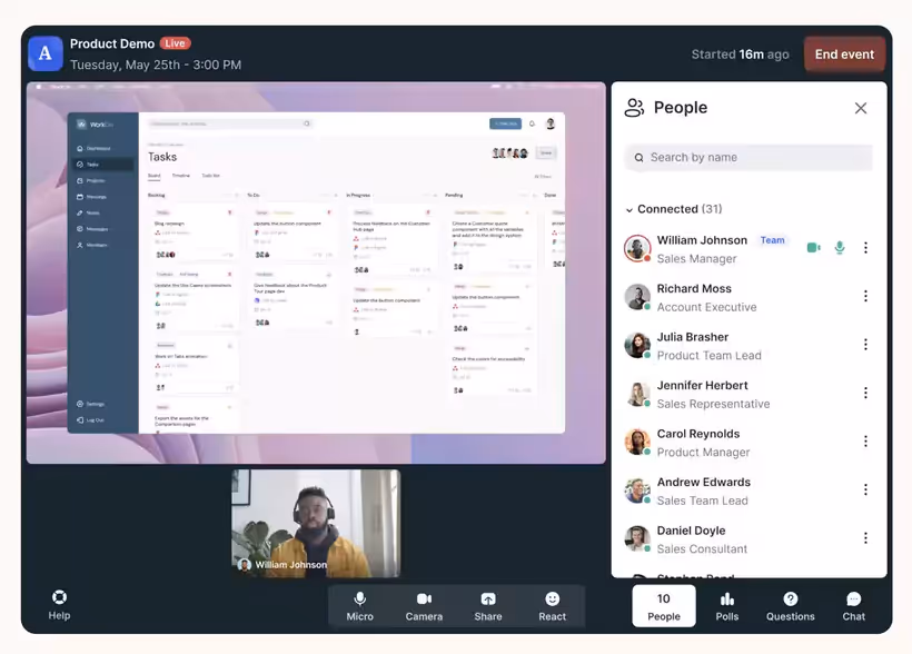 Démonstrations de produits de livestorm